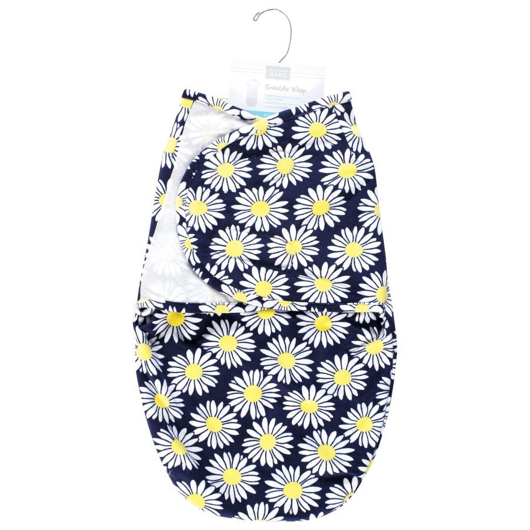 Hudson Baby Infant Girl Plush Faux Fur Swaddle Wrap, Navy Daisy, 0-3 Months