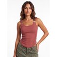 thumbnail image 4 of Camiseta sin mangas acanalada para mujer, elegante camisola sin mangas con tirantes de hebilla metálica y bajo curvado., 4 of 9