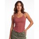 thumbnail image 4 of Camiseta sin mangas acanalada para mujer, elegante camisola sin mangas con tirantes de hebilla metálica y bajo curvado., 4 of 9