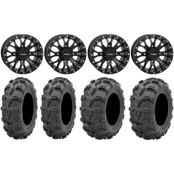 System 3 ST-3 Black 14" Wheels 27" Mud Lite XL Tires Kawasaki Teryx Mule