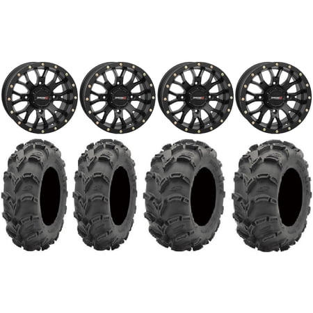 System 3 ST-3 Black 14 Wheels 27 Mud Lite XL Tires Kawasaki Mule Pro FXT