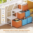 thumbnail image 3 of Low Bunk Bed Twin Over Twin Size with 6 Storage Drawers and LED Lights, Reversible Metal Bunk Beds with 6-Pocket Organizer and Storage Staircase, Twin Loft Bed with High Guardrails, White, 3 of 9
