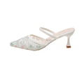 thumbnail image 2 of Aobny High Heels Woman Shoes Slip On Shoes Thin Closed Toe Heels Wingtips Shoe Mid Heel Green Soft Toe Pointy Toe Slingback Summer Shoes,Size 39, 2 of 9