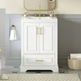 thumbnail image 2 of 24 Inch Bathroom Vanity with Sink, Modern Freestanding Cabinet with Soft Close Doors and Ceramic Basin for Bathroom Storage, White, 2 of 11
