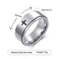 thumbnail image 3 of 8MM Silver/Black Cross Spinner Band Men's Stainless Steel Fashion Ring Size 7-12, 3 of 9