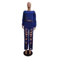 thumbnail image 7 of Idoravan Women Sets Clothing Womens Casual Fashion Sexy Hollow Out Solid Color Off Shoulder Ripped Top Trousers Pants Set, 7 of 7