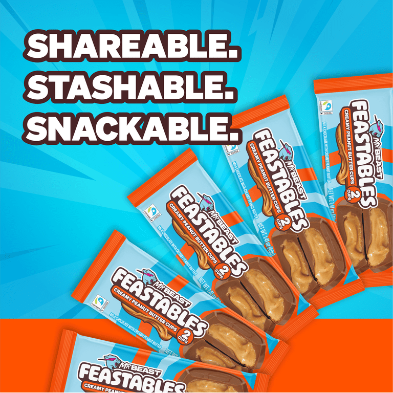 Feastables MrBeast Chocolate Peanut Butter Cups, 1.41 oz (40g), 5