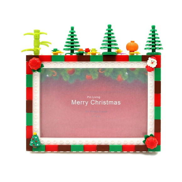 Christmas Building Blocks Picture Display Holder Hand Assembled For Child 6 7 Inch Home Decoration DIY Photo Frame