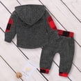 thumbnail image 4 of FRSASU Kids Clothing Autumn Spring Baby Girls Boys Infant Letter Printed Plaid Splicing Long Sleeve Hoodie Top and Trousers, 4 of 9