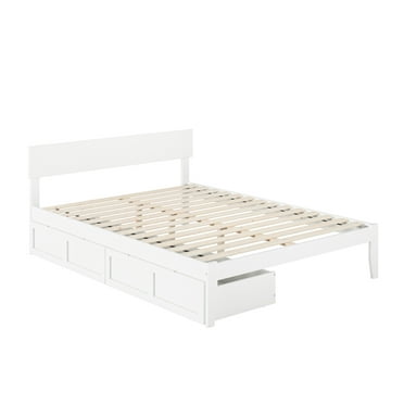 Boston Queen Bed with 2 Extra Long Drawers in White