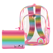 CLUB LIBBY LU Girls Clear Backpack Rainbow Clear Book Bag with Pencil Pouch School and Safety Compliant 16 inch