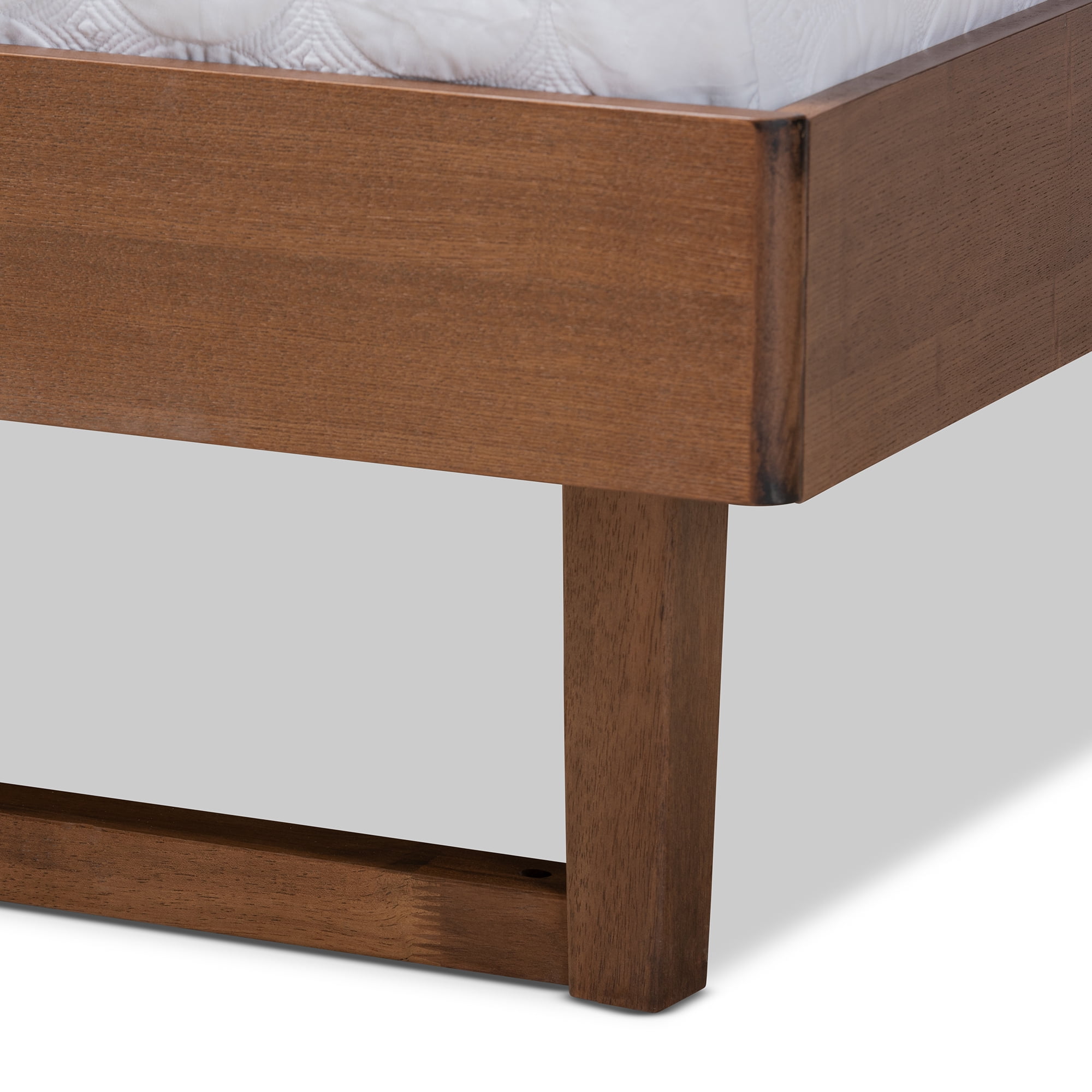 Baxton Studio Viviana Modern and Contemporary Light Grey Fabric Upholstered and Ash Walnut Finished Wood Full Size Platform Bed