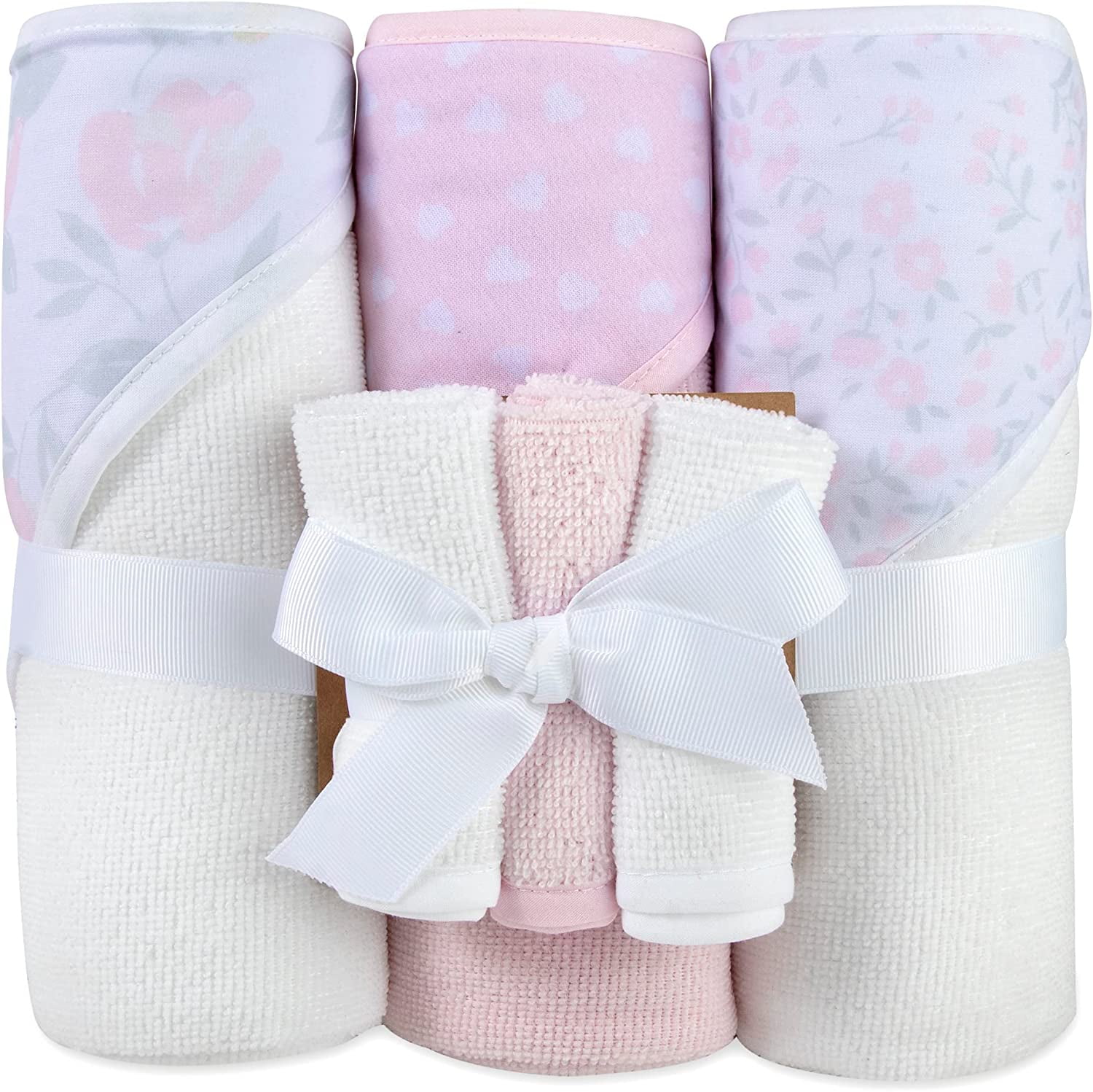 Hooded Baby Bath Towel and Washcloth 6 Piece Set for Newborns Infants