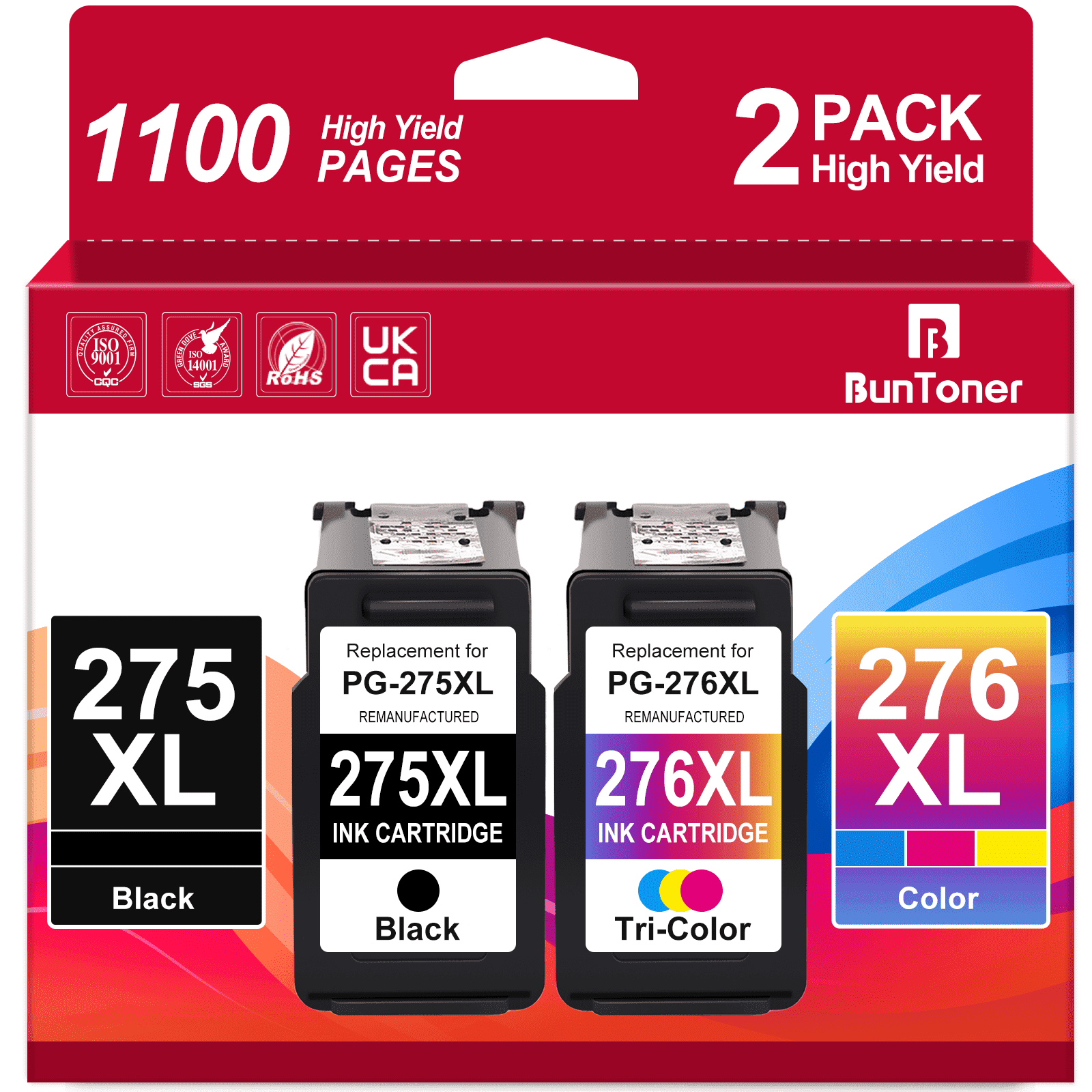 Canon Ink Cartridge PGI-275 CLI-276, Black Cyan Magenta Yellow, 4