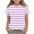 thumbnail image 1 of Zpanxa T Shirts for Girls Solid Color Round Neck Loose Fit Print Pattern Top Polyester Spandex 11-12 Years, 1 of 5