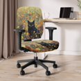 thumbnail image 3 of SCRAWLGOD Black Cat Floral Stretchable Cover for Office Chair Seat Comfortable Non-Slip Desk Chair Seat Protector Breathable Split Boss Chair Covers, 2 Piece Sets, 3 of 7
