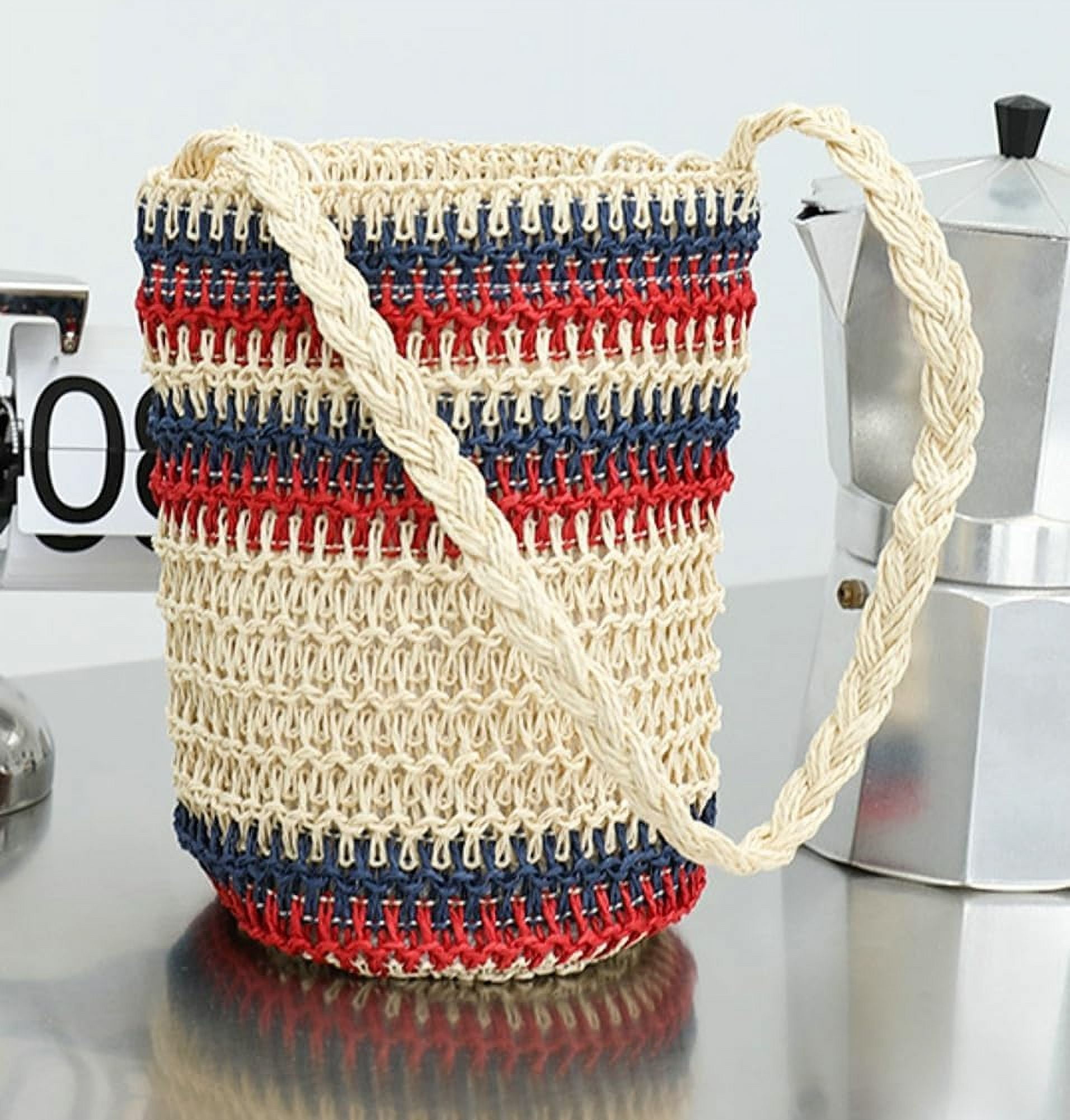 Straw Bag for Women Summer Beach Shoulder Purse Tote Handbag Woven Large Rattan Bucket Top Handle Satchel for Vacation