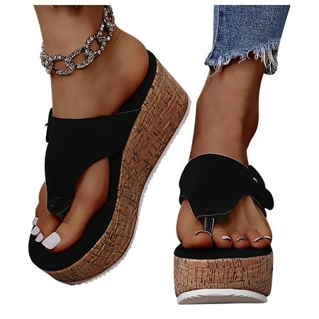 

Summer New Women s Shoes Large Size Slope With Women s Buckle Sandals