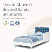 Delta Children Dreamer Toddler Bed (Choose from Dinosaur or Rainbow Headboard Stickers), Bianca White