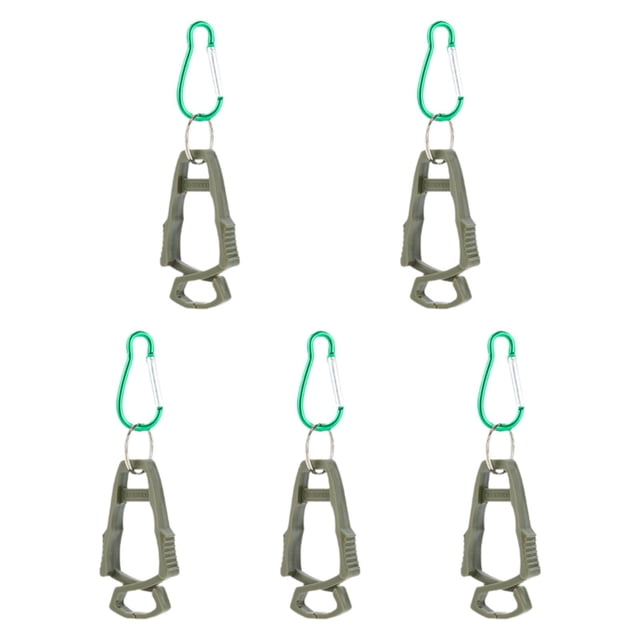 Clip para guantes de exterior de 5 piezas, clip anticaída para exteriores, soporte para clip para guantes de aleación de aluminio, clip antipérdida Verde