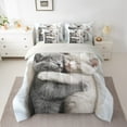 thumbnail image 2 of Manfei Black Grey Cat Teens Bedding Comforter Set 7-Piece, 3D Animal Lover King Bedding Sets, Cute Kitten Reversible Bed Sheets, Luxury Bedroom Decor, 2 of 7