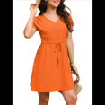 thumbnail image 2 of Vestido de Mujer con Cuello en V y Corta, Color Naranja, Talla XXL, 2 of 5