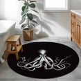 thumbnail image 4 of Octopus Round Living Room Rugs 3.3 ft, Black and White Beach Summer Washable Area Rug with Non-Slip Sturdy Edge Binding Round Front Door Mat Floor Carpet for Entryway, 4 of 9