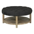 thumbnail image 3 of Furniture of America Button Round Coffee Ottoman, Dark Gray, 3 of 6