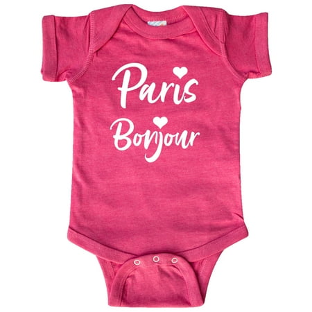 

Inktastic Paris Bonjour with Hearts in White Text Gift Baby Boy or Baby Girl Bodysuit