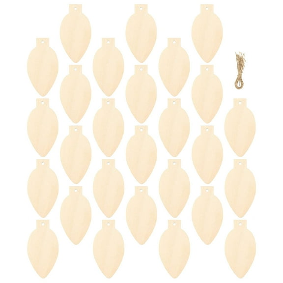 NICEXMAS 50pcs Christmas Wooden Ornaments Khaki Wood DIY Supplies for Craft Enthusiasts