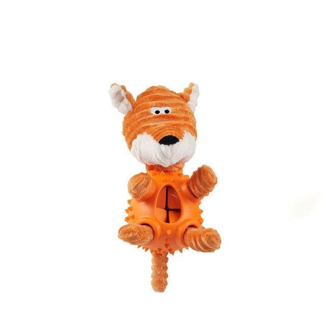 One Paw, Fox Plush Rubber Dog Toy with Treat Dispenser