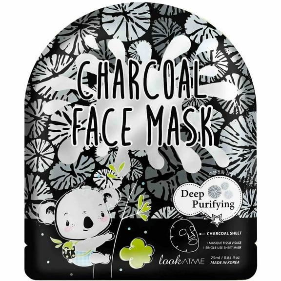 10pc Set LOOK AT ME Charcoal Tencel Facial Mask | Korean Skincare | Deep Purifying