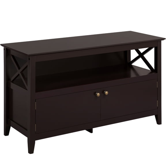 Renwick X Shape TV Stand with Storage and 2 Doors for TVs up to 50'', Espresso
