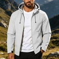 thumbnail image 4 of Jessboyy Jackets for Men with Hood Fall Winter Hiking Climbing Outdoor Jacket Trendy Pockets Hooded Midweight Windbreaker Gray,XXL, 4 of 9