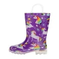 thumbnail image 5 of Western Chief Kids Rainbow Unicorn Lighted Rain Boot with Handles Waterproof PVC with Glitter and Puzzlepairs Insole, 5, 5 of 5