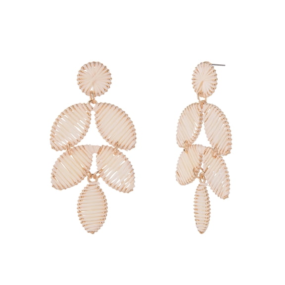 Time and Tru Goldtone Ivory Raffia Leaf Drop Earring