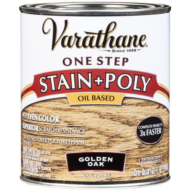 Rust-Oleum 225244 One Step Stain & Polyurethane, Golden Oak; Quart