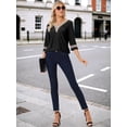 thumbnail image 2 of DARING DIVA Women's 3/4 Sleeve Tops Hollow Color Block Boho Shirts M Black, 2 of 6
