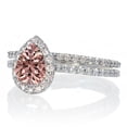 thumbnail image 2 of 2.25 Carat 8x5mm Pear Cut Morganite Halo Bridal Set for Woman with 18k Gold Plating, 2 of 3
