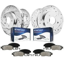 Detroit Axle - Brake Kit for Chrysler Town & Country Dodge Journey Grand Caravan Drilled & Slotted Brake Rotors Ceramic Brakes Pads Replacement : 11.89" inch Front & 12" inch Rear Rotor