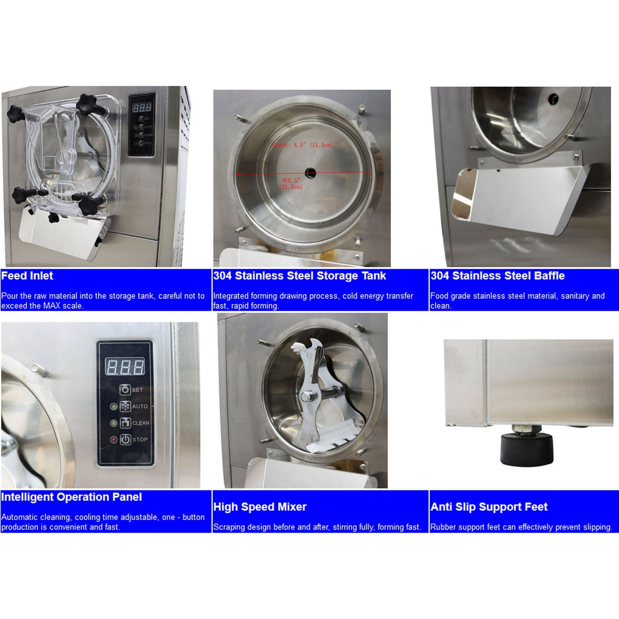 Commercial Hard Serve Ice Cream Machine Stainless Steel Countertop Ice Cream Maker 110V