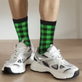 thumbnail image 5 of Goofa Buffalo Plaid Green Black Printed Men's Crew Socks, Soft Durable Breathable Moisture-Wicking with Odor Control Cotton socks, 5 of 9