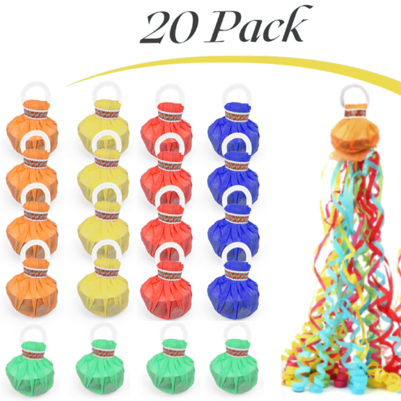 20 pcs Streamers Poppers, Colorful No Mess Paper Crackers, Hand Throw Confetti Streamer for Wedding, Birthday, Party Celebrations, Colorful