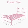 thumbnail image 3 of Rosa tamaño individual marco de cama para para niños heart-shaped cabecero y tailboard heavy metal slat support noiseless, 3 of 5