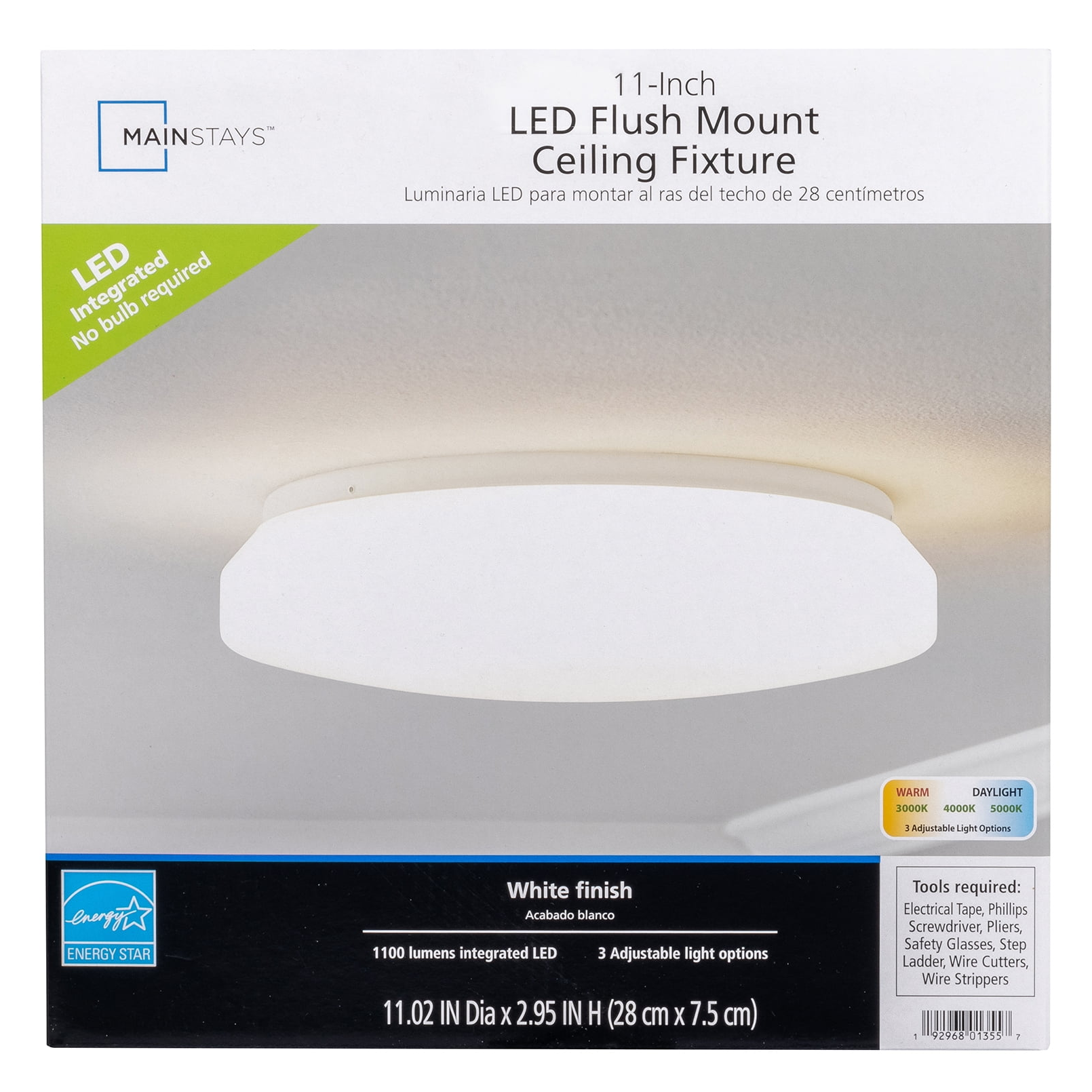Mainstays 11 In. White LED Flush Mount Ceiling Light photo 7
