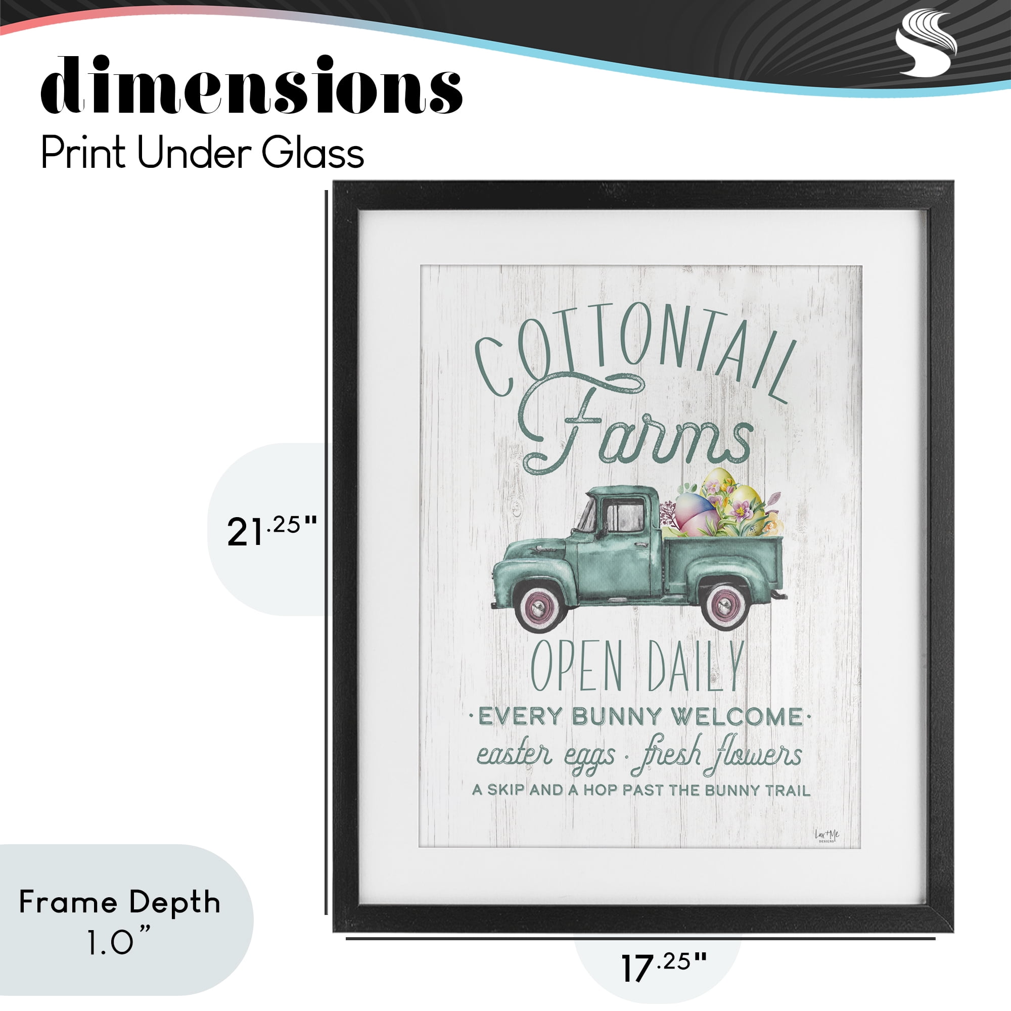 Stupell Industries Antique Cottontail Farms Black Framed Print Under Glass, design by Lux + Me Designs