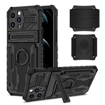 Dteck iPhone 12 Pro Max Case with Detachable Wrist Band Strap, 360 Rotating Sports Running Armband Kickstand Rugged Case for iPhone 12 Pro Max, Black