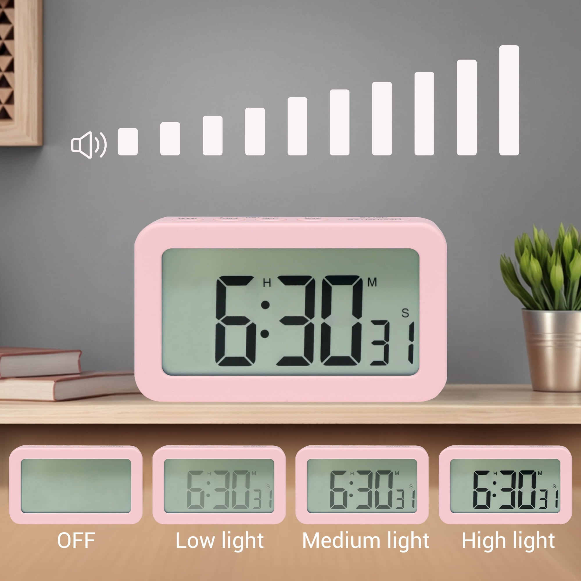 Unique Bargains 2 Pcs Small Loud Alarm Clock Battery Operated Desk Clock White White