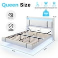 thumbnail image 4 of NEGYLIM Floating Bed Frame Queen Size with LED Lights, Easy to Assemble, Metal Platform Bed with Storage Headboard, No Box Spring Needed, White, 4 of 14