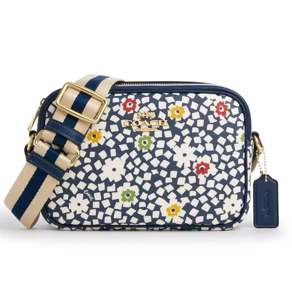 Coach Women’s Jamie Camera Crossbody Bag with Floral Print (Deep Blue Multi)